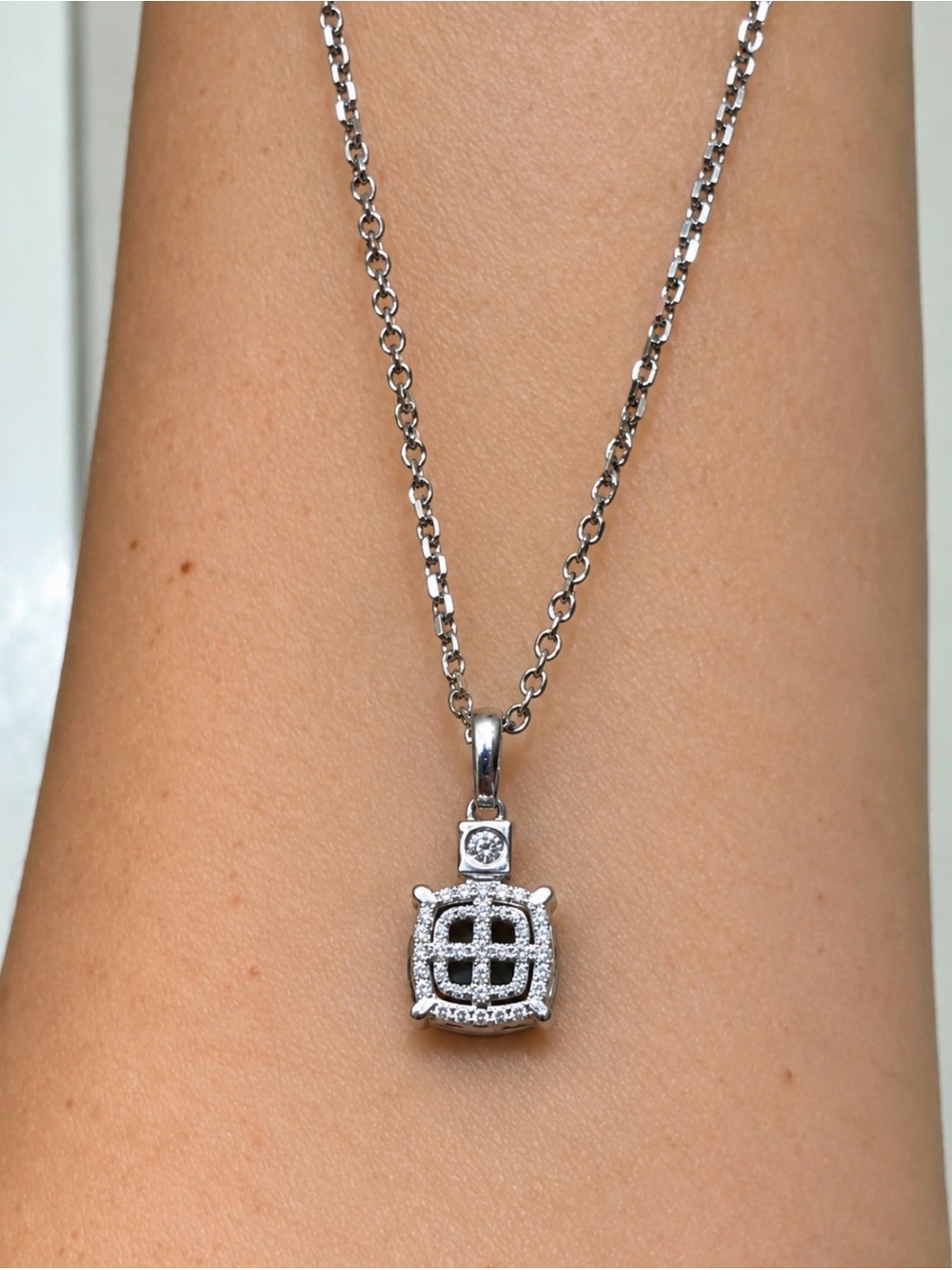 Emerald Green Cushion Pendant Necklace - Picture 2 of 3